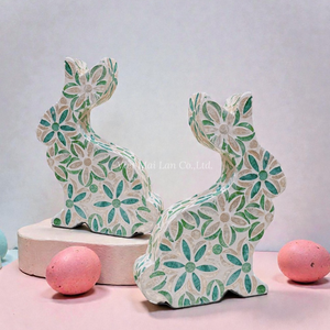 Figurine de lapin de Pâques élégante en nacre, objet décoratif fait à la main pour le centre de table du salon, en provenance du Vietnam - Product Image 1