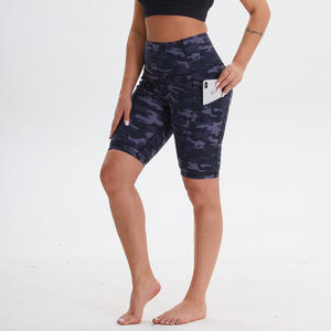 Shorts de Yoga de Cintura Alta con Estampado Personalizado, Control de Abdomen, Spandex, Ropa Deportiva, Shorts Elásticos para Correr - Product Image 1