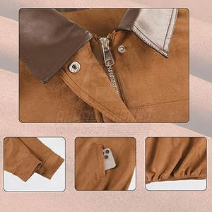 Chaqueta de Punto de Cuero de Gamuza para Mujer, Textura Suave, Transpirable, Ecológica, para Looks Urbanos a la Moda - Product Image 6