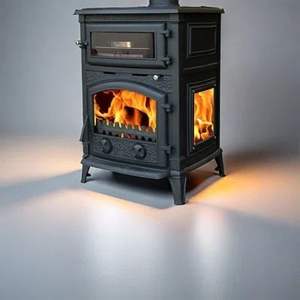 Estufa de Leña Moderna de Aluminio Resistente con Horno y Cocina para Calefacción Interior - Product Image 1
