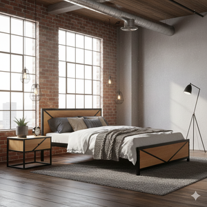 Lit en métal industriel avec fonction de démontage, taille personnalisable, artisanat, meubles de chambre à coucher, provenance du Rajasthan, Inde - Product Image 1