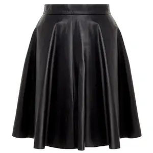 Haute qualité noir PU cuir jupes femmes 2023 Sexy dos fermeture éclair avant taille haute plissée jupe Festival