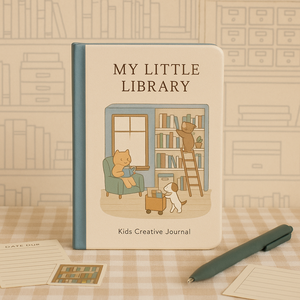 LABON My Little Library Kids Creative Journal con acogedora escena de lectura de animales para dibujar, escribir y seguir libros - Product Image 1