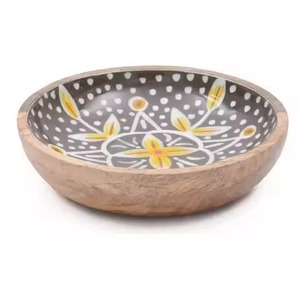 Sticker Printed with Enamel Work <b>Wooden</b> Serving <b>Bowl</b> in Handmade <b>Wooden</b> Serving Dish <b>Wooden</b> <b>Salad</b> <b>Bowl</b> with Spoon Set - Product Image 4
