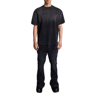 High Quality 100% Cotton Acid Wash T Shirt Heavyweight Men Custom Blank <b>Stone</b> Washed T Shirt - Product Image 5