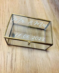 Handmade Brass & Glass Decorative <b>Box</b> Elegant Clear Rectangular Keepsake Case for Scroll Wedding Favors Flower <b>Gift</b> Packaging - Product Image 4