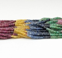 Perles de saphir multicolores faites à la main de 16 pouces, 3-4 mm, précieuses, arc-en-ciel, cadeau unique - Modèle LD Lustre, forme irrégulière, pour tiers