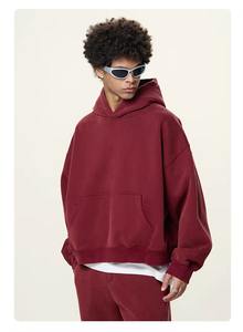 Boxy chándal de gran tamaño para hombre 100% algodón polar diseño personalizado hombro caído peso pesado Unisex ácido lavado recortado Sudadera con capucha - Product Image 3