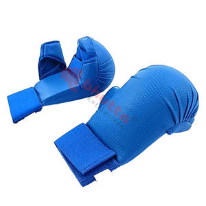 Manoplas de entrenamiento de Karate aprobadas personalizadas Cuero de vaca dorado Diseño de logotipo personalizado de alta calidad Guantes de Karate Entrenamiento de artes marciales - Product Image 6