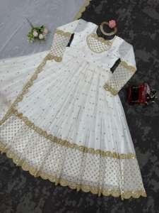 ชุดออกแบบที่สวยงามและ dupatta กับงานด้ายและลำดับ - Product Image 4