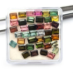 Lot de pierres précieuses tourmaline naturelles à facettes multicolores 2-30mm 10 Ct traitées thermiquement pour la fabrication de bijoux Pierres précieuses en vrac - Product Image 4