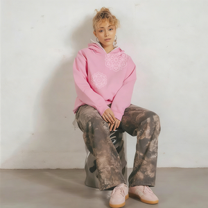 Top Quality <b>Men</b> Cotton Puff Print Tears Flower Hoodies Designer Sweatshirt, Unisex Trendy American Street Style <b>Tracksuit</b> Set - Product Image 1