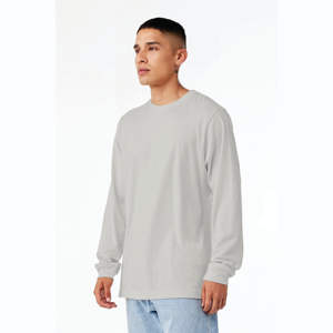 Earthy Comfort: T-shirt à col rond à manches longues en coton peigné Airlume 100%-Teinte en terre cuite, douceur classique - Product Image 1