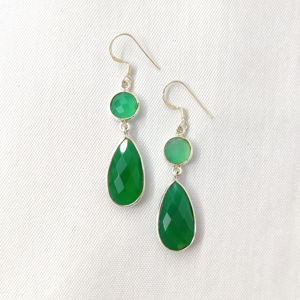 ต่างหูแฟชั่นหยดน้ำหยกเขียว 5.1 กรัม - Product Image 1