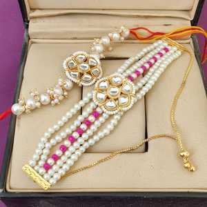 Haute qualité Bhaiya Bhabhi Rakhi Combo indien Kundan perle Rakhi Combo livraison gratuite Rakhi pour frère et soeur Rakshabandhan - Product Image 6