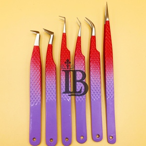 Pinces à épiler pour extensions de cils, pinces à épiler pour cils ombrés, pinces à épiler en acier inoxydable pour cils de vison plats, logo de marque privée, offre - Product Image 4