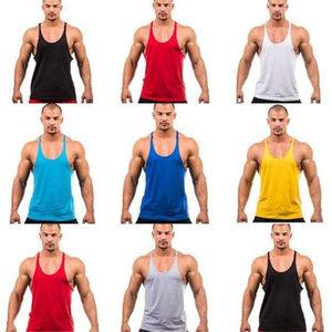 Meilleure qualité hommes Fitness entraînement gilet Logo personnalisé Gym Stringer débardeur avec Badge décoration coupe ample équipement de musculation - Product Image 4