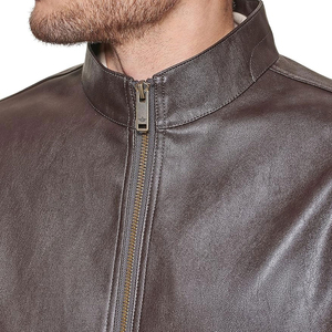 Veste en cuir véritable unisexe de mode vêtements d'extérieur élégants design de motard coupe ajustée vêtements d'hiver chauds vente en gros de logo personnalisé - Product Image 6