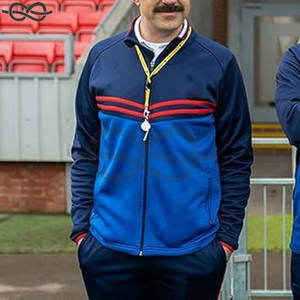 เสื้อแจ็กเก็ตสีน้ำเงินน้ำหนักเบามีซิปรูดสำหรับผู้ชายเสื้อโค้ชทีมฟุตบอล - Product Image 2