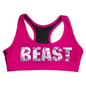 Women Fitness Racer <b>Back</b> Sports Bra Yoga Wear Shockproof Women Fitness Pink Bra Sustainable Eco Friendly Factory Production. - Product Image 1