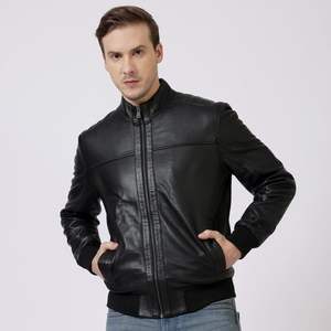แจ็คเก็ตหนัง BOMBER JACK สีดำ - Product Image 1