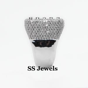 Bague personnalisée pour homme en argent 925 plaqué or blanc 10 carats Bague Rappeur Bustdown Pinky - Product Image 5