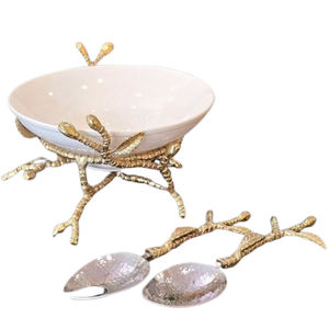 <b>Silver</b> Plated Leaf Shape Design Joint Three <b>Bowl</b> Aluminum Resin Material Exclusive Best Quality Decor <b>Bowl</b> - Product Image 3