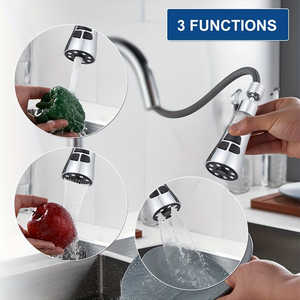 ¡Hola! Grifo de Cocina Moderno Plateado con 3 Funciones, Rociador con 6 Adaptadores, Material ABS, Boquilla Extraíble Compatible con Diversos Grifos - Product Image 4