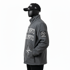 Chaqueta Softshell Premium de 320 g/m², Resistente al Viento y al Agua, Color Gris, Logotipo Personalizado Bordado, Chaqueta Softshell Elegante para Hombre - Product Image 3