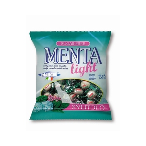 Menta Light Caramelos recubiertos de menta y regaliz sin azúcar con bolsas de xilitol 60g envueltas individualmente - Product Image 1