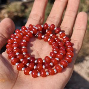 Collier statement en argent sterling avec perles rondes de 8 mm en cornaline orange naturelle, bijoux en pierres précieuses, cadeau de mariage pour femme, chaîne en boîte - Product Image 2