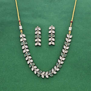 High Quality Luxury Designer Kundan Classic <b>Necklace</b> With Mehndi Plating - Product Image 2