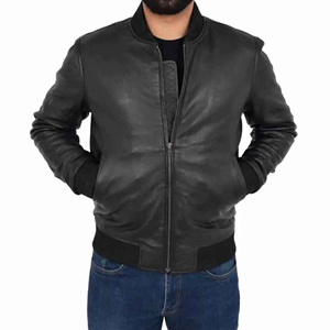 Chaqueta de cuero negro para hombre superventas al por mayor chaqueta de moda cortavientos con cierre de cremallera chaqueta de alta calidad para hombre - Product Image 2