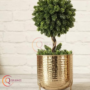 Jardinière de travail martelée en acier inoxydable avec jardinière de couleur or de qualité de luxe pour accessoires de jardin Pots d'affichage de fleurs fournitures - Product Image 4