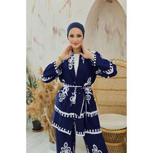 Ensemble 2 Pièces Hijab en Viscose à Motifs Marina Bleu Marine - Product Image 3