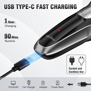 Afeitadora Eléctrica Recargable para Hombre, Impermeable, para Uso en Seco y Húmedo, con Cabezal Flotante, Lavable, Recortadora de Barba con Clasificación IPX7 - Product Image 3