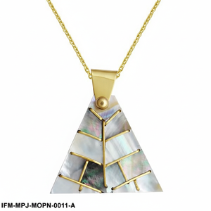 Mother of Pearl <b>Triangle</b> Necklace for Women Gold Plated Geometric Pendant Minimalist White <b>MOP</b> Jewelry - Product Image 2