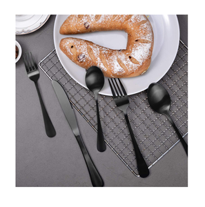 Cuchara de postre de acero espejado Arroz Ensalada Café Postre Sopa Cucharas de acero inoxidable Negro Mate Pulido - Product Image 4