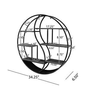 Industrial hanging circular <b>wall</b> <b>shelf</b> <b>wall</b> <b>mounted</b> storage <b>shelf</b> for home hotels living room kitchen decor made in india 2023 - Product Image 3