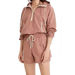 Conjuntos de verano estilo Hip Hop 100% tela de poliéster cortavientos cremallera recortada Top conjunto corto con logotipo impreso personalizado - Product Image 1