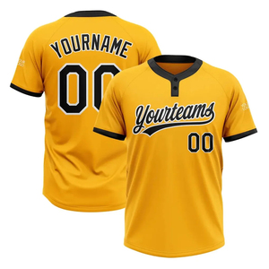 Venta caliente personalizado sublimado camisetas de béisbol patrón sólido dos botones béisbol Softball desgaste tallas grandes logotipo frontal colocación - Product Image 4