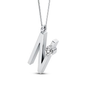 Colgante Minimalista con Letra del Alfabeto, Diamante Cultivado en Laboratorio VVS VS EF, Plata de Ley 925 con Acabado en Oro, Joyería Personalizada con Iniciales - Product Image 1