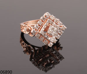 Elegante flor grande racimo laboratorio cultivado diamante 14K oro rosa cóctel boda anillo de novia para certificado - Product Image 1