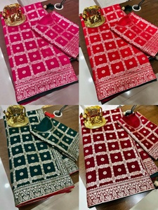 Nouveau magnifique Look réception porter Dola soie broderie travail Saree avec chemisier pièce Inain femmes portent Sari bas prix en gros - Product Image 6