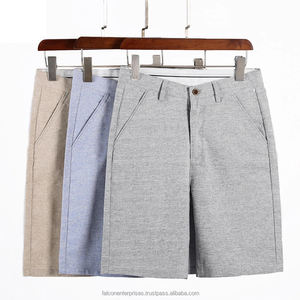 Pantalones cortos informales finos de lino para hombre, Bermudas cortas a la moda para playa, pantalones de chándal transpirables, color gris, para verano - Product Image 5