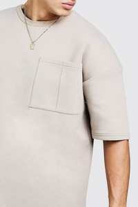 Venta al por mayor de peso pesado camisetas en blanco de los hombres de gran tamaño de algodón de lino Unisex conjuntos cortos - Product Image 3