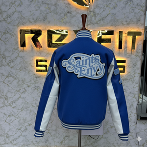 High Quality Custom Design Embroidered Wool and Silk Men's Jacket with <b>Covered</b> <b>Button</b> Closure versity jackets Lettermen jackets - Product Image 5