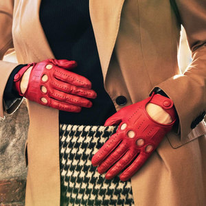 Guantes de invierno de piel de oveja auténtica para mujer con puños de piel auténtica cálidos para mujer, con adorno de piel auténtica Guante de cuero, calentador de manos de moda para mujer - Product Image 4