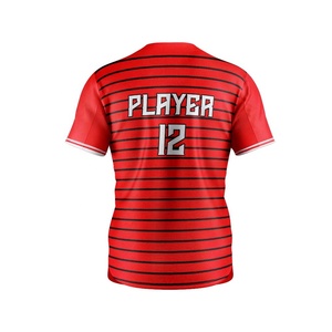 Maillot de baseball à fines rayures Maillot de baseball pour jeunes avec broderie personnalisée de haute qualité en gros - Product Image 3