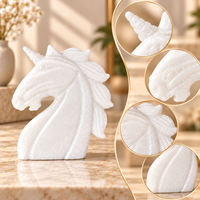 Figurine de licorne en jade blanc sculptée dans le cristal, décoration de bureau élégante, pierre de guérison, statue animale, cadeau pour la maison, le bureau ou l'étagère